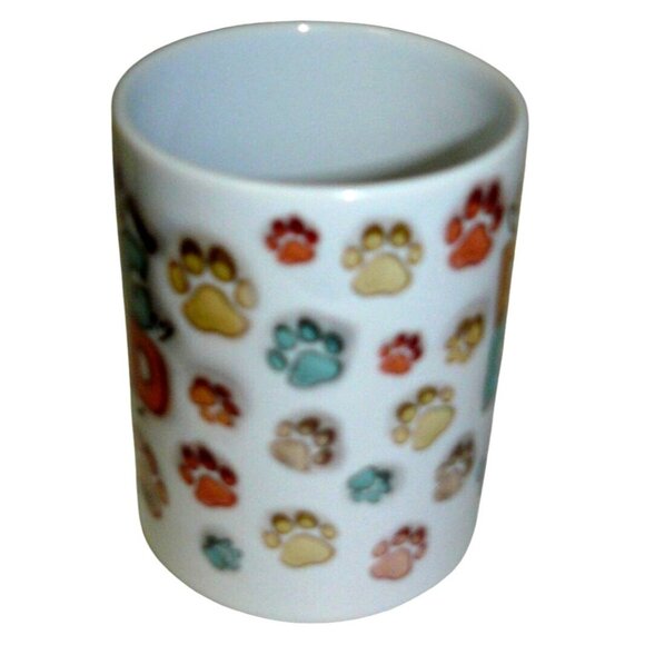 Best Dog Dad Ceramic Coffee Mug With Colorful Paw Print Design 14 Oz White - Picture 2 of 3